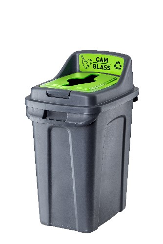 Відро для сміття пластикове сіре (зелене маркування) 70 л (скло), PLANET